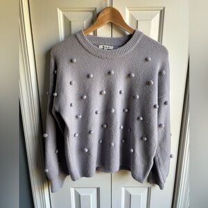 Madewell Womens Light Purple Brockton Bobble Sweater Pullover Pom Pom Size XS